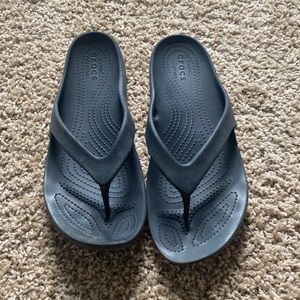 Black Croc Flip Flops
